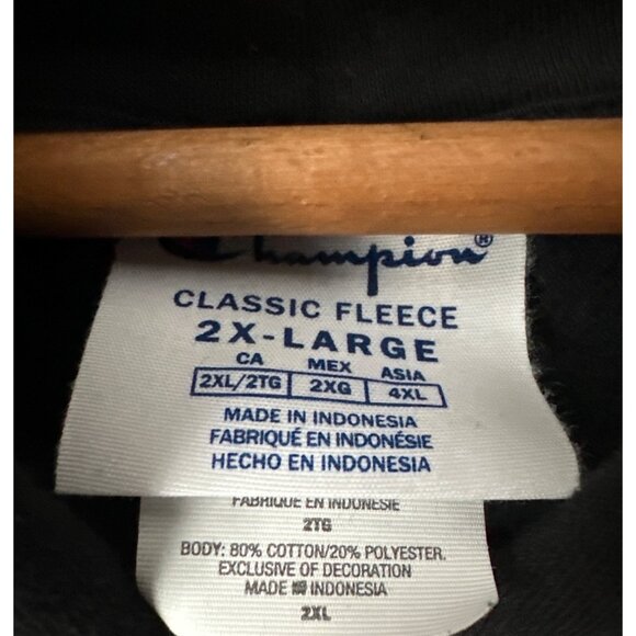 Champion Black Hoodie Logo  Classic Fleece Hoodie Cotton/Polyester Size 2X - Picture 3 of 3